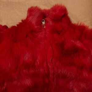 Vibrant Red Fur Jacket